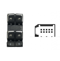 AUDI Q3/A6 2011.06-*INTERRUPTOR PUERTA DELANTERA IZQ(NEGRO/CROMADO)(4 BOTONES)10PIN