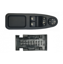 Fiat Scudo/Jum 07-*Interruptor Completo Puerta Delantero  Izq Negro + Retrovisor Con Sistema Confort (2 Botones)12pin