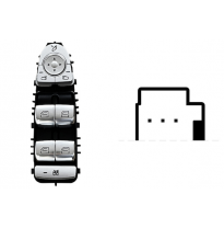 MERCEDES C W205 2014.02-*BOTONERA PUERTA DELANTERA IZQ + RETROVISOR ELECTRICO ABATIBLE (4 BOT CROM)3PIN