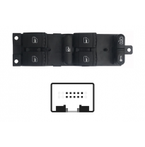 Skoda Fabia/Octavia 99-*Interruptor Puerta Delanter. Izq (Negro/Blanco/Verde)(4 Botones)10pin
