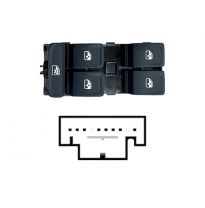 VW GOLF VII 2012.11-/ATECA/LEON*INTERRUPTOR PUERTA DELANTERA IZQ(NEGRO/BLANCO)(4 BOTONES)8PIN