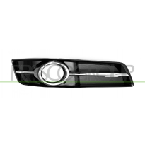 REJILLA DERECHA PARAGOLPES-NEGRO BRILLANTE-CON AGUJERO ANTINIEBLA-CON MOLDURA CROMADO