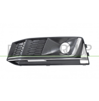 REJILLA IZQUIERDA PARAGOLPES-NEGRA-CON AGUJEROS ANTINIEBLA-CON MOLDURA CROMADA (MOD.S-LINE)