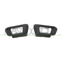 SET REJILLA PARAGOLPES NEGRO GRANULADO CON AGUJEROS ANTINIEBLA-CON MOLDURAS CROMADA (DERECHA+IZQUIERDA) PARA OPTICA LED