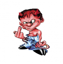 Pegatina Diablo + Dedo - 8,5x11cm