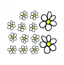 Adhesivo Flores - Blanco/Amarillo - 13.5x15.5cm