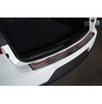 Protector Paragolpes Trasero Acero Inox &#039;Deluxe&#039; Porsche Macan 2014- Negro/Red-Negro Carbon