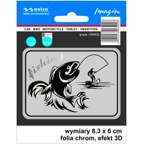 AutoTattoo Pegatina Pescador 3D Cromo - 8,3 x 6 cm