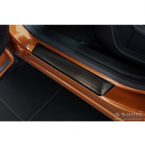 Protectores de umbral de puerta de acero inoxidable negro para Renault Captur II 2020- 'Lines' - 4 piezas