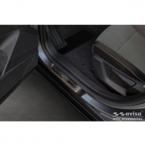 Protectores de umbral de puerta de acero inoxidable negro aptos para Renault Megane E-Tech 2022- - 'Special Edition' - 4 piezas