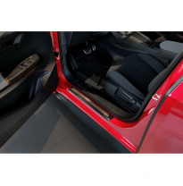 Protectores de umbral de puerta en acero inoxidable negro para Cupra Born 2021 - &#039;Inserto de cobre con líneas&#039; - 4 piezas