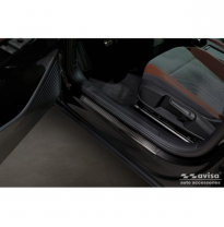 Protectores de umbral de puerta en acero inoxidable negro aptos para Volkswagen ID.4 2020- 'Lines' - 4 piezas