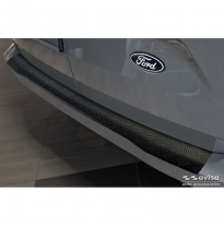 Protector de parachoques trasero de aluminio negro mate apto para Ford Transit Custom II (V710) 2023 - &#039;Riffled Plate&#039;