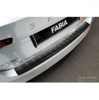 Protector de parachoques trasero de acero inoxidable negro apto para Skoda Fabia IV Hatchback 2021- &#039;Ribs&#039;