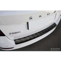 Protector de parachoques trasero de acero inoxidable negro apto para Skoda Fabia III Combi FL 2018- &#039;Ribs&#039;