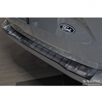 Protector de parachoques trasero de acero inoxidable negro apto para Ford Transit Custom 2023- &#039;Ribs&#039;