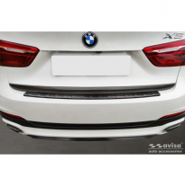 Protector de parachoques trasero de acero inoxidable negro adecuado para BMW X6 F16 2014-2019 &#039;Ribs&#039; excl. Paquete M