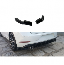 Faldones de parachoques trasero (Esquinas) aptos para Volkswagen Golf 7.5 GTI 2017-2020 (ABS negro brillante)