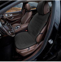 Funda protectora universal para asiento/cojín &#039;Delantero&#039; Lino negro - una sola pieza