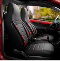 Universal Cuero/Tejido &#039;CityBug&#039; Juego de fundas para asientos &#039;Comfortline&#039; negro/rojo - 9 piezas - apto para airbags laterales