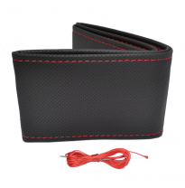 Funda Universal Para Volante Classic - Cuero Pvc Perforado Negro + Puntada Roja (Encaje)