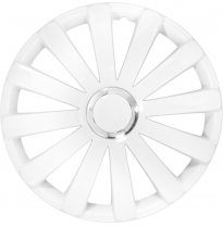 Juego De Tapacubos Spyder 13-Pulgadas Blanco + Aro Cromado Autostyle