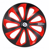 Juego De Tapacubos Sparco Wheels Sicilia 14-Pulgadas Negro/Rojo/Carbono Sparco Wheels