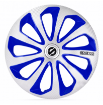 Juego De Tapacubos Sparco Wheels Sicilia 14-Pulgadas Silver/Azul/Carbono Sparco Wheels