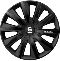 Tapacubos Sparco Milano - 14 pulgadas - Negro - Juego de 4 piezas
