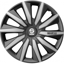 Tapacubos Sparco Milano - 15 pulgadas - Gris/Plata - Juego de 4 piezas