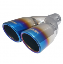 Cola De Escape Simoni Racing Double Redonda/Slanting Inox/Titanium - ø76xl230mm - Installation 37-&gt;58mm