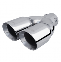 Cola De Escape Simoni Racing Doble Redonda/Slanting Inox - 2xø76xl240mm - Installation 34-60mm