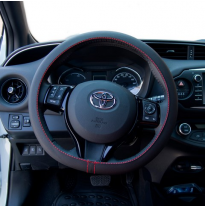 Simoni Racing Funda Para Volante Soft Skin (Elástica) - 37-39cm - Costura Negra/Roja