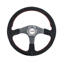 Volante Simoni Racing High-End Racing Walter 350mm - Carbono Auténtico - Ante Negro + Costuras Rojas