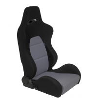 Asiento Deportivo Autostyle &#039;Eco&#039; - Negro/Gris - Lado Derecho Reclinable Back-Rest - Incl. Guías Universales