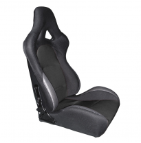 Asiento Deportivo Autostyle &#039;Bs2&#039; - Negro - Respaldo De Fibra De Vidrio Reclinable Dual-Side - Incl. Guías Universales