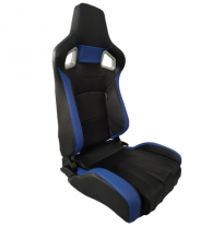 Asiento Deportivo Autostyle &#039;Rs6-Ii&#039; - Matt-Negro/Azul Cuero Sintetico - Respaldo Reclinable De Dos Lados - Incl. Guías Universa