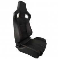 Asiento Deportivo Autostyle &#039;Rs6-Ii&#039; - Matt-Negro Cuero Sintetico - Respaldo Reclinable De Dos Lados - Incl. Guías Universales