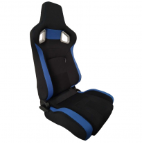 Asiento Deportivo Autostyle &#039;Rs6-Ii&#039; - Negro/Azul Fabrics - Respaldo Reclinable De Dos Lados - Incl. Guías Universales