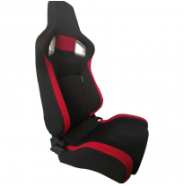 Asiento Deportivo Autostyle &#039;Rs6-Ii&#039; - Negro/Rojo Fabrics - Respaldo Reclinable De Dos Lados - Incl. Guías Universales