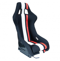 Asiento Deportivo &quot;Mo&quot; - Negro/Rojo/Blanco - Respaldo De Fibra De Vidrio No Reclinable
