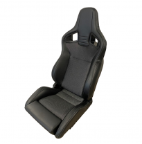 Asiento deportivo &#039;NK&#039; - Cuero sintético negro + Tela gris - Respaldo reclinable en ambos lados - incl. diapositivas
