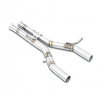 Tubo central Derecho-Izquierdo "Race Pipe" Sistema 100% Acero Inox para paragolpes AMG con difusor 55 AMG  Solo sistema completo