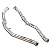 Front pipe kit Right - Left(Replaces OEM front exhaust) Sistema 100% de acero inoxidable, tamaño extragrande 2 x Ø65 mm -> 2 x Ø