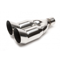 TA Technix tubo de escape acero inoxidable 2 x 89 mm DTM redondo, longitud: 340 mm, conexión: 60,5 mm tubo de escape soldado No