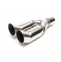 TA Technix tubo de escape acero inoxidable universal 2 x 76mm DTM redondo, longitud:340mm, conexión: 60,5mm tubo de escape solda