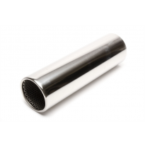 TA Technix tubo de escape de acero inoxidable 100 mm redondo, longitud: 340 mm tubo de escape soldado con amortiguador perforado