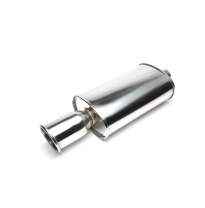 Silenciador trasero deportivo TA Technix acero inoxidable universal 115 mm redondo / biselado / brida exterior  acero inoxidable