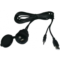 Cable Prolongador Conexion Usb + Jack 3.5 Mm. Montaje Exterior, Estanco Al Agua, Longitud 2m. Especial Nautica, Moto