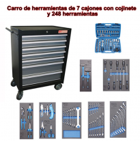Carro Herramientas 7 Cajones C/ Cojinete Con 248 Herramientas